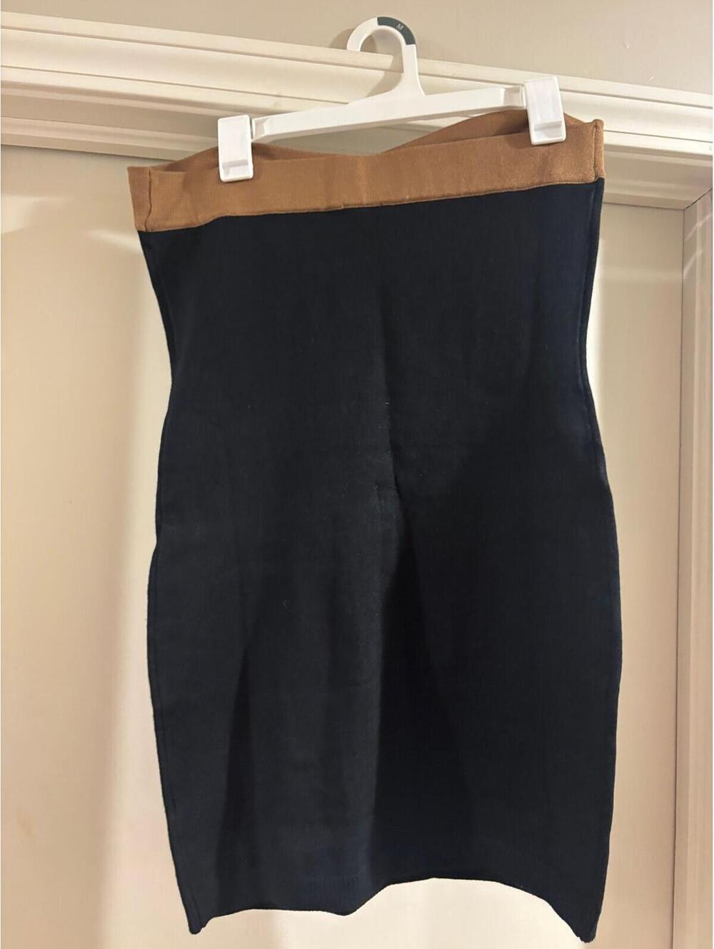 Le Lis Black Strapless Bodycon Mini Dress Tan Waist Womens M - Picture 2 of 4